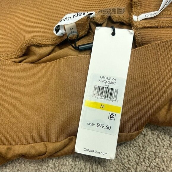 Calvin Klein Camel Brown wide leg flowy loose relaxed fit pull on pants Sz M NWT - Picture 3 of 10